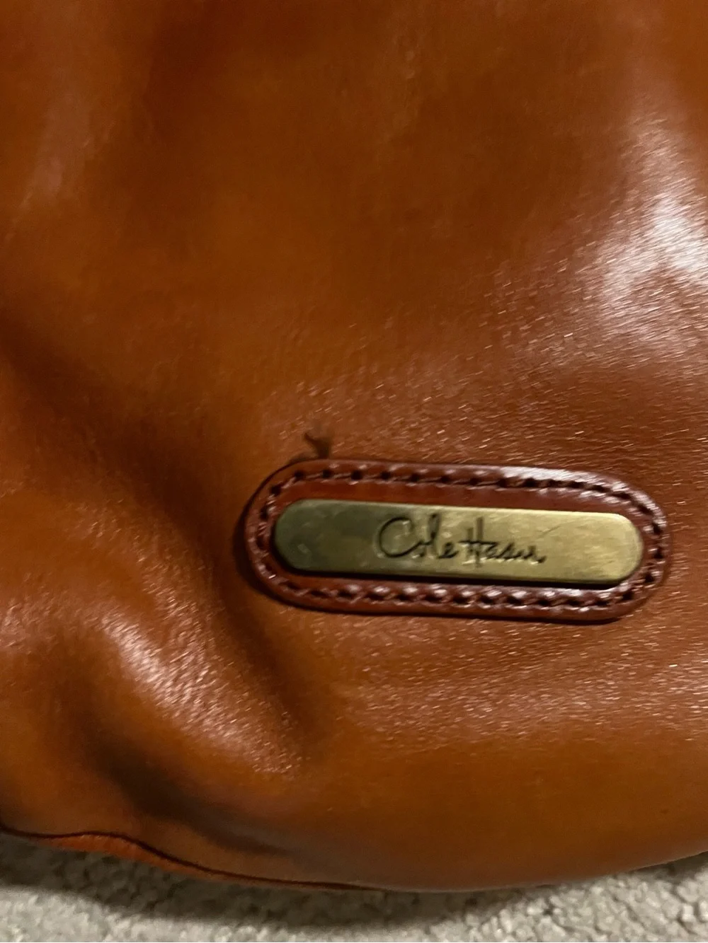 Cole Haan Cognac Leather Shoulder Hobo Bag